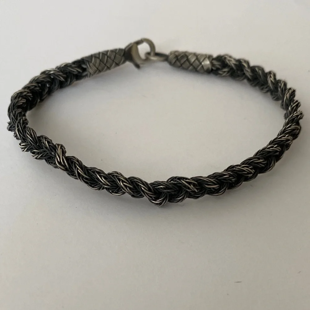 Unisex 925 silver 6mm wire handmade bracelet 7.75 inches